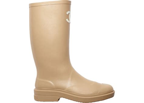 chanel beige rain boots|Chanel Rubber Rain Boots Beige .